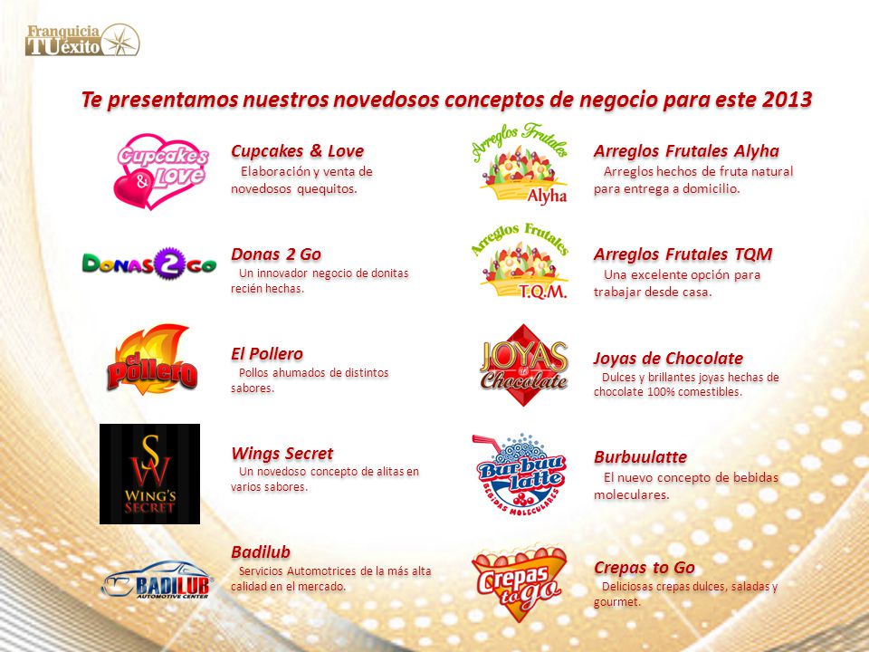 Te presentamos nuestros novedosos conceptos de negocio para este 2013