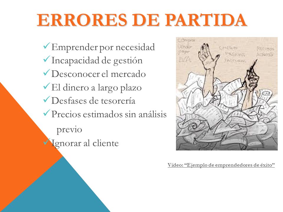 ERRORES DE PARTIDA Emprender por necesidad Incapacidad de gestión