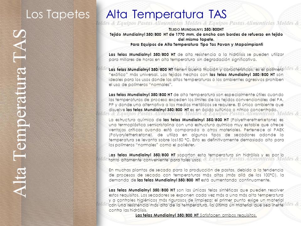 Para Equipos de Alta Temperatura Tipo Tas Pavan y Mapaimpianti