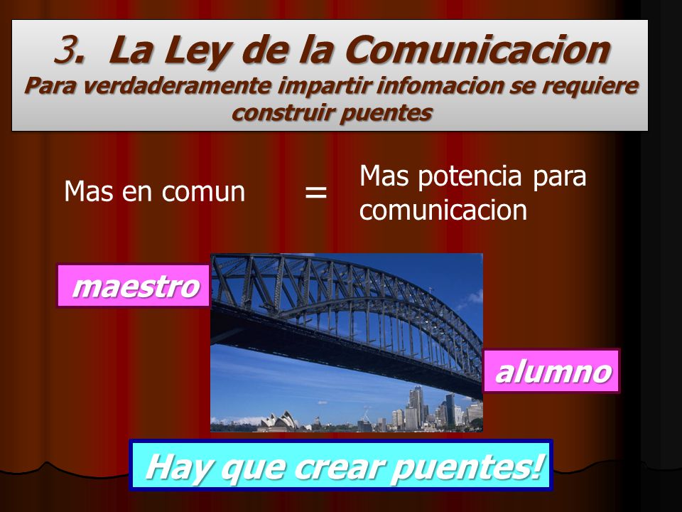 3. La Ley de la Comunicacion Para verdaderamente impartir infomacion se requiere construir puentes