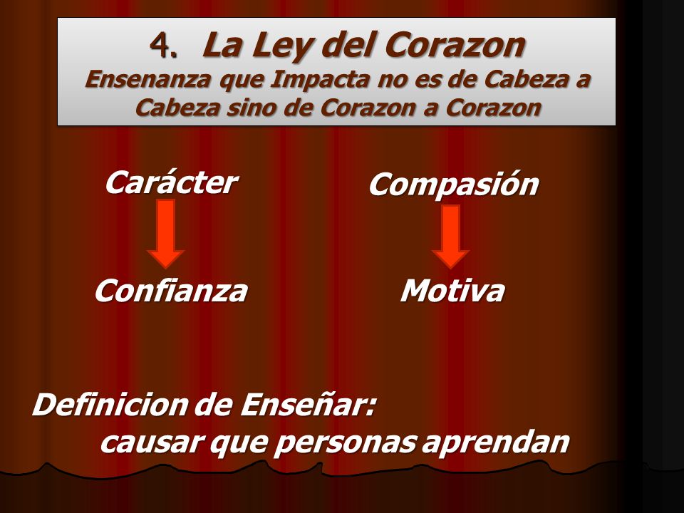 4. La Ley del Corazon Ensenanza que Impacta no es de Cabeza a Cabeza sino de Corazon a Corazon
