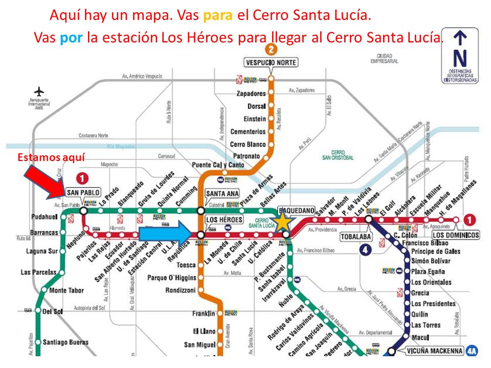 Aquí hay un mapa. Vas para el Cerro Santa Lucía.