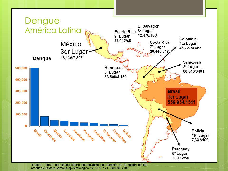 Dengue América Latina México 3er Lugar Dengue Brasil 1er Lugar