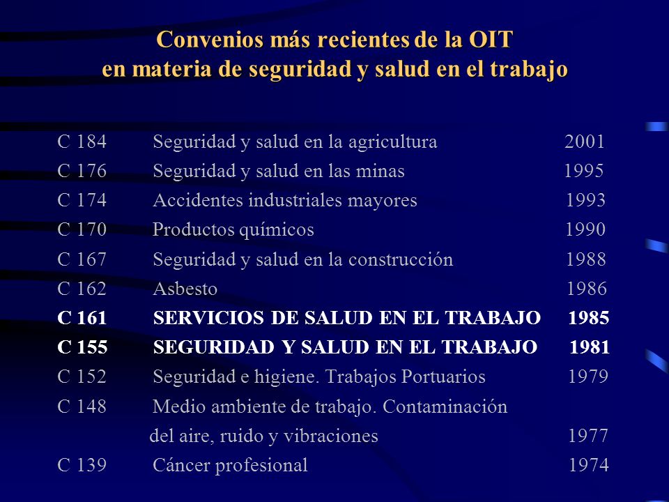 Convenios más recientes de la OIT en materia de seguridad y salud en el trabajo