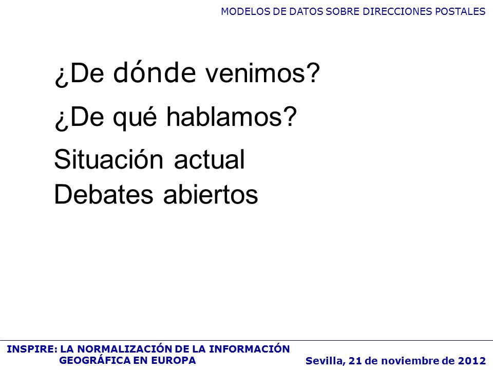¿De dónde venimos ¿De qué hablamos Situación actual Debates abiertos