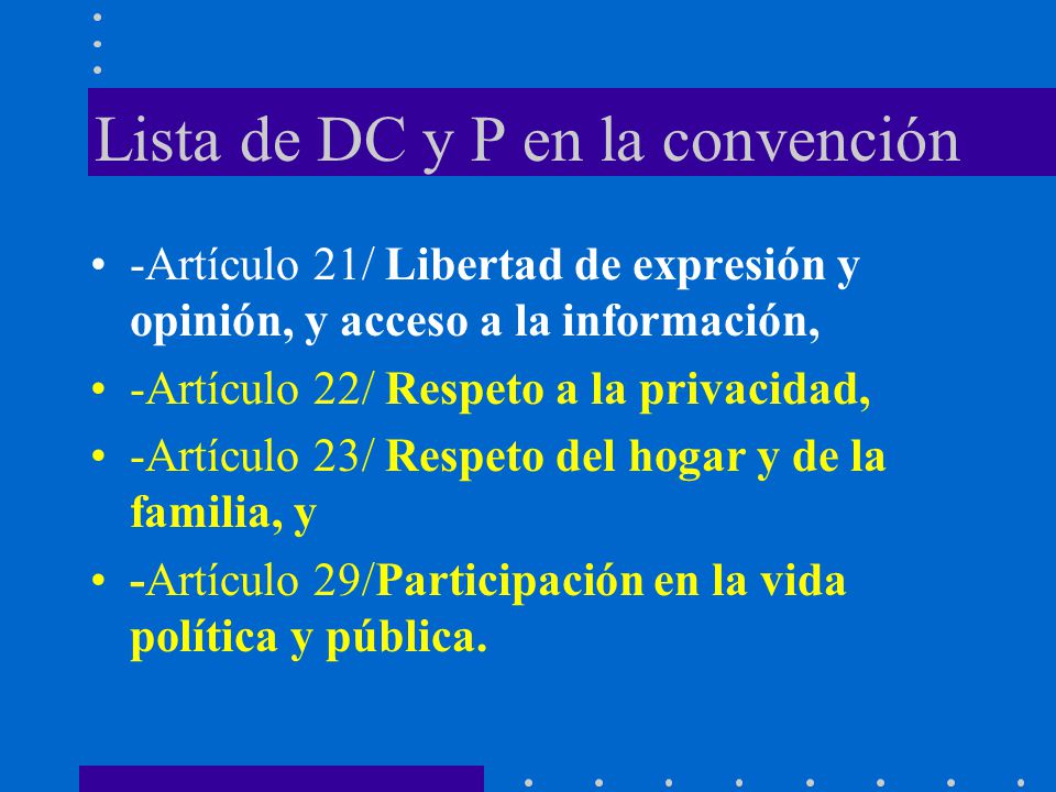 Lista de DC y P en la convención