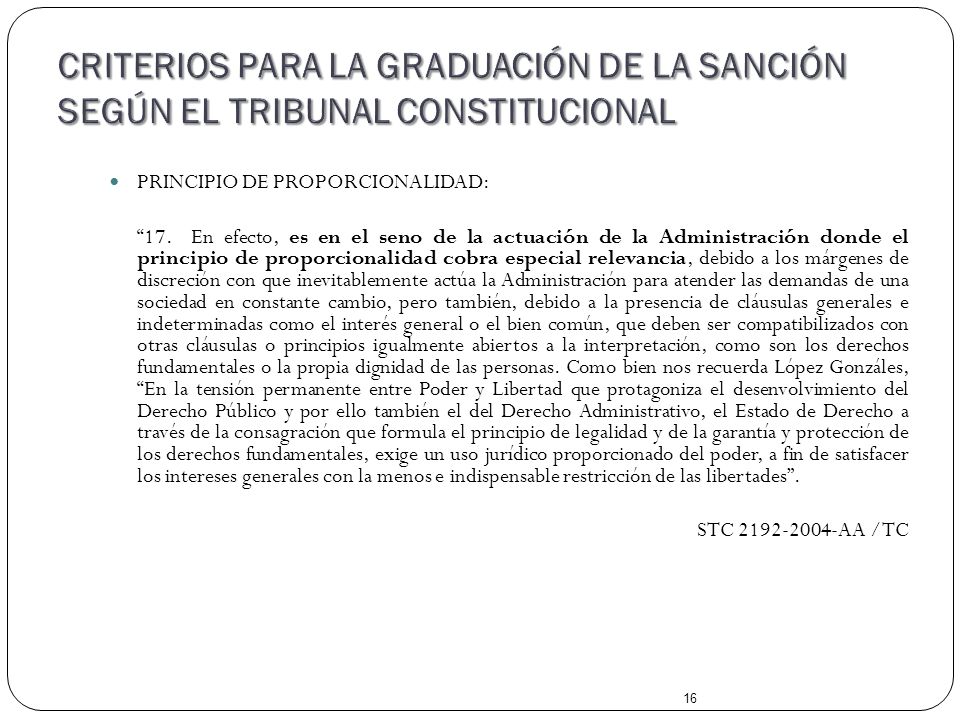 CRITERIOS PARA LA GRADUACIÓN DE LA SANCIÓN SEGÚN EL TRIBUNAL CONSTITUCIONAL