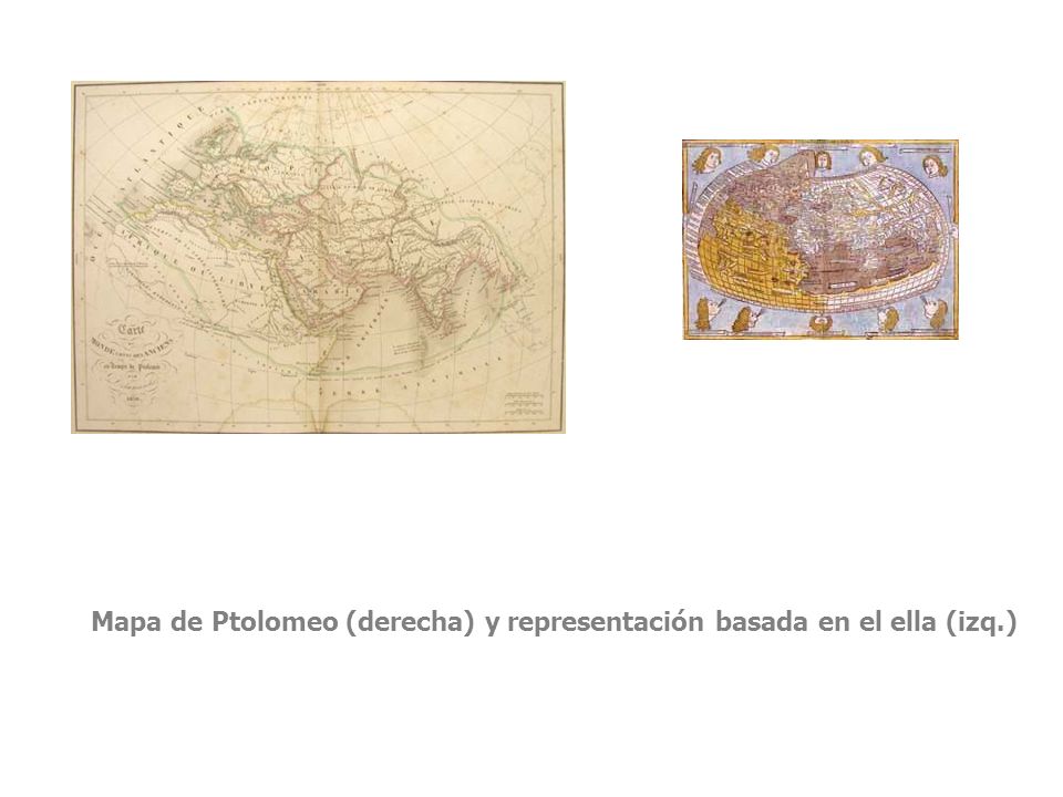 Mapa de Ptolomeo (derecha) y representación basada en el ella (izq.)