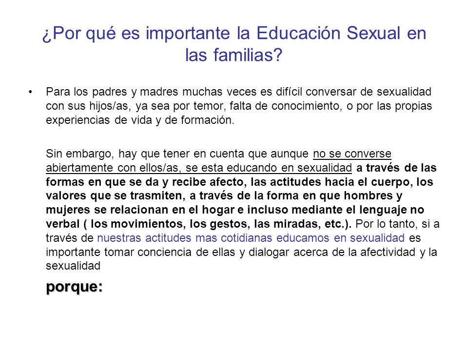 ¿Por qué es importante la Educación Sexual en las familias