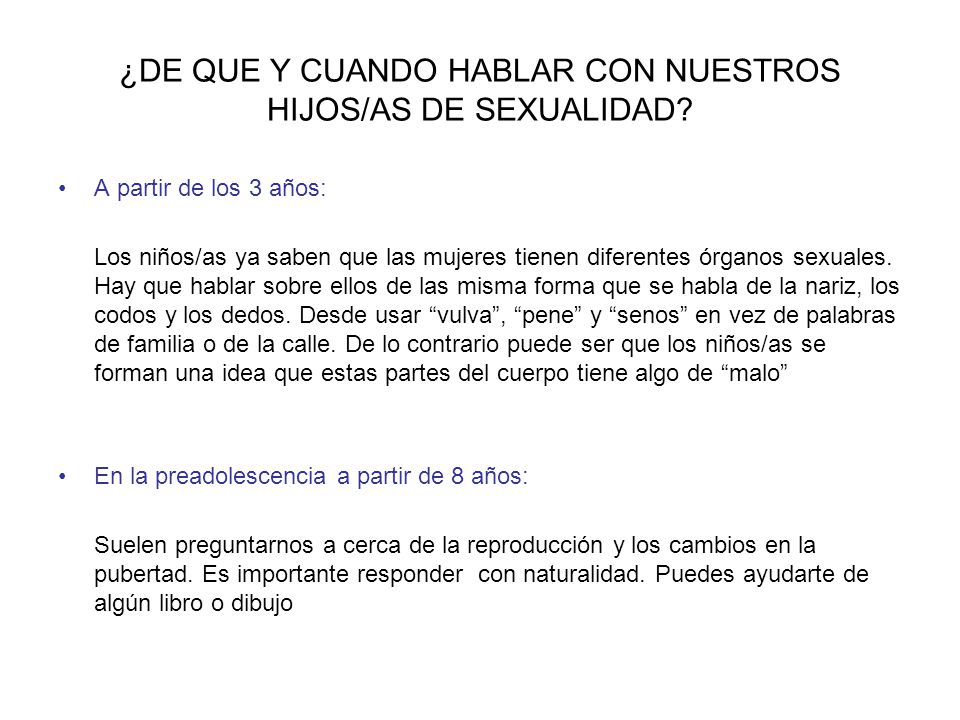 ¿DE QUE Y CUANDO HABLAR CON NUESTROS HIJOS/AS DE SEXUALIDAD