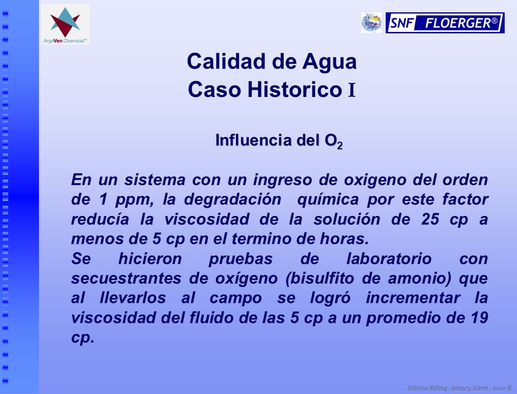 Calidad de Agua Caso Historico I Influencia del O2