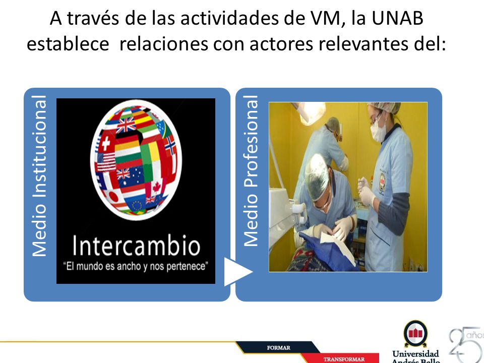 A través de las actividades de VM, la UNAB establece relaciones con actores relevantes del: