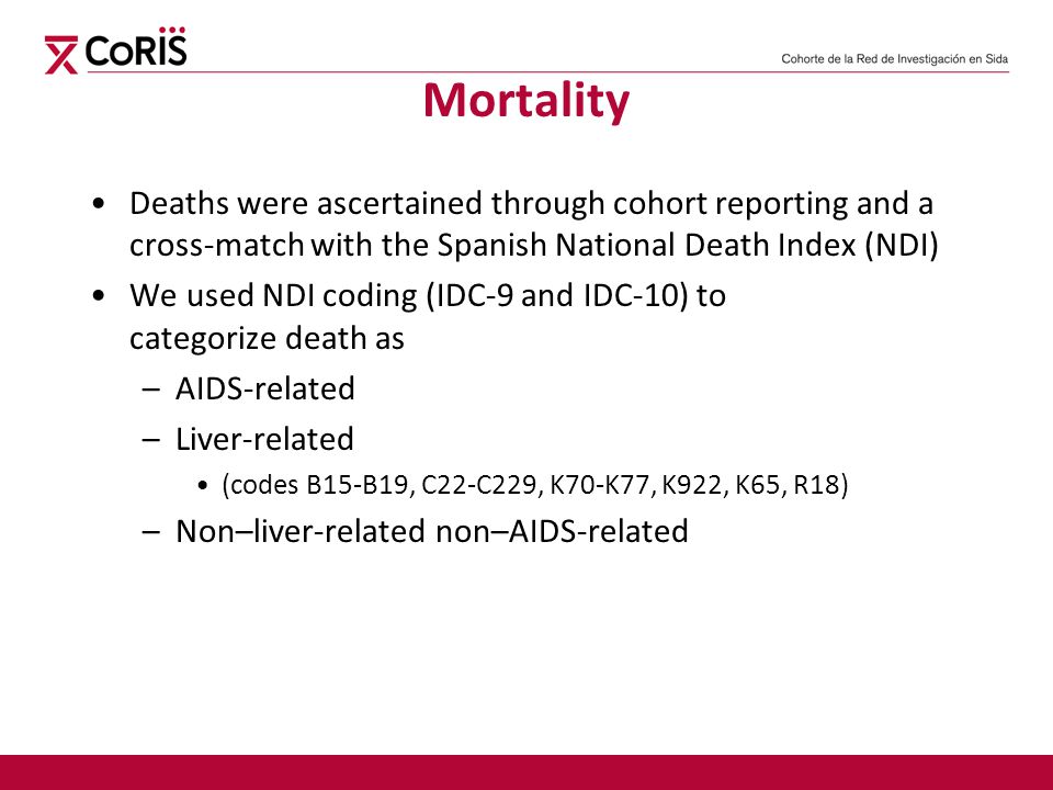 Mortality Deaths were ascertained through cohort reporting and a cross-match with the Spanish National Death Index (NDI)