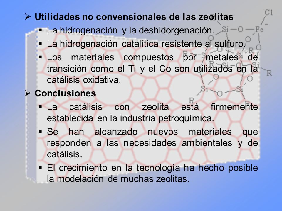 Utilidades no convensionales de las zeolitas