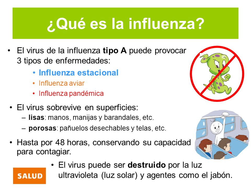 ¿Qué es la influenza El virus de la influenza tipo A puede provocar 3 tipos de enfermedades: Influenza estacional.