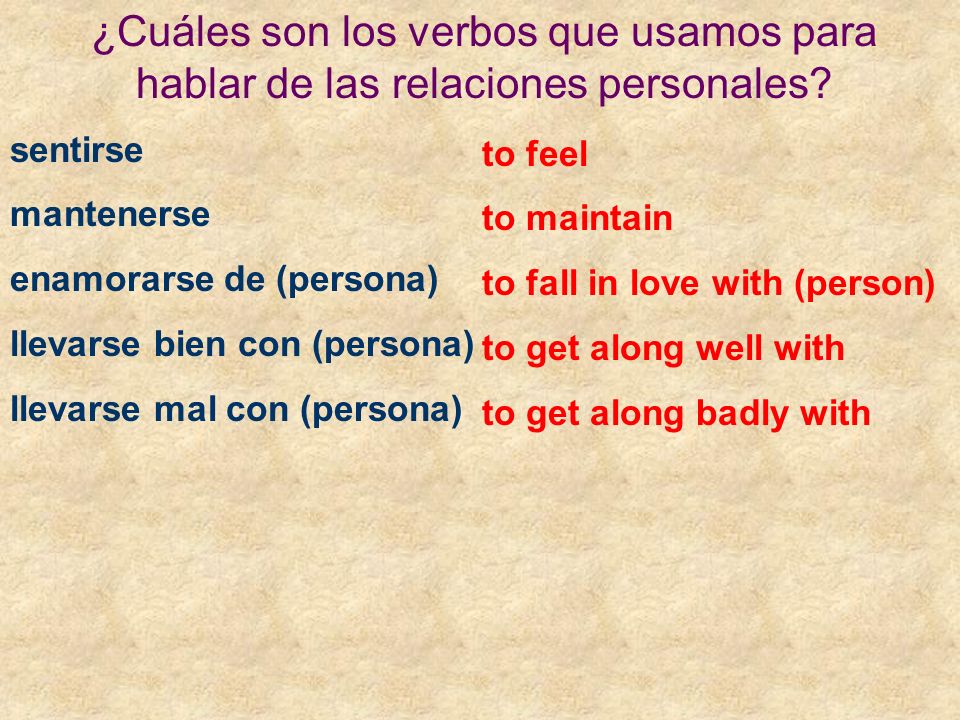 ¿Cuáles son los verbos que usamos para hablar de las relaciones personales