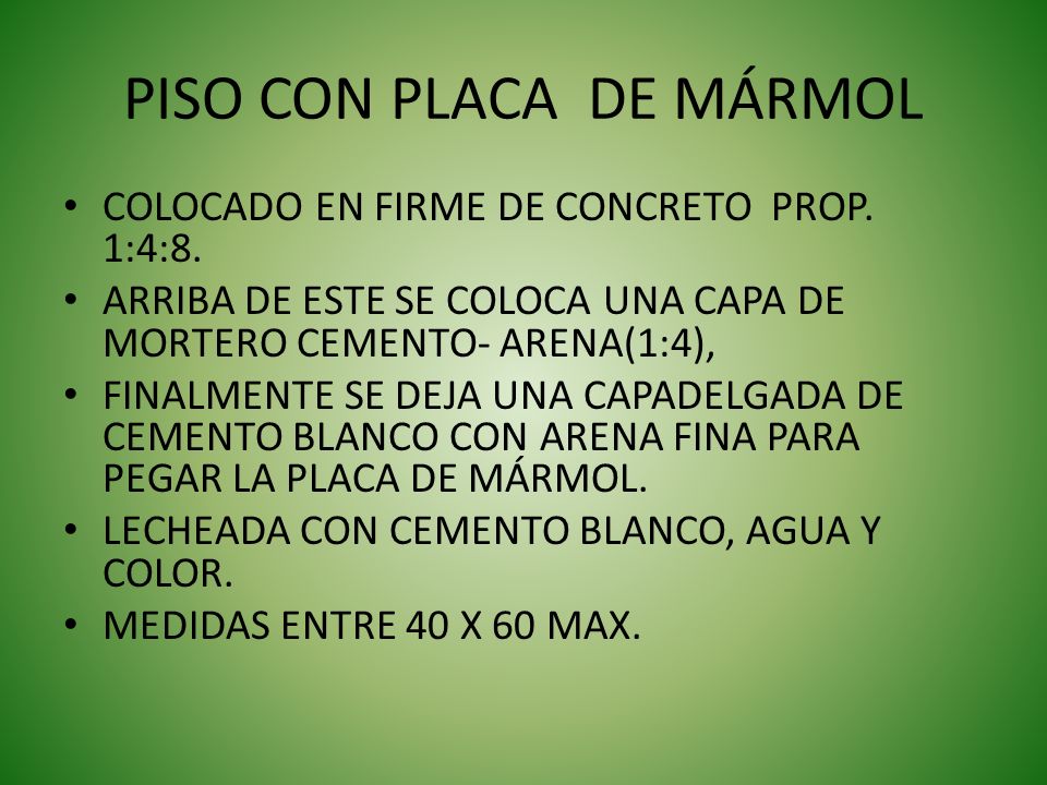 PISO CON PLACA DE MÁRMOL