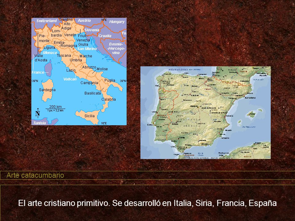 Arte catacumbario El arte cristiano primitivo. Se desarrolló en Italia, Siria, Francia, España
