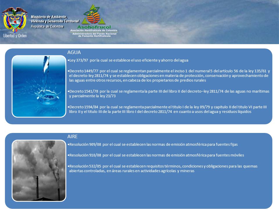AGUA Ley 373/97 por la cual se establece el uso eficiente y ahorro del agua.