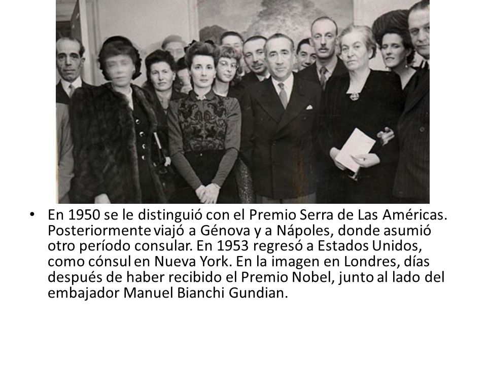 En 1950 se le distinguió con el Premio Serra de Las Américas