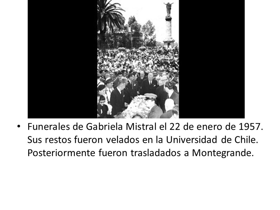 Funerales de Gabriela Mistral el 22 de enero de 1957