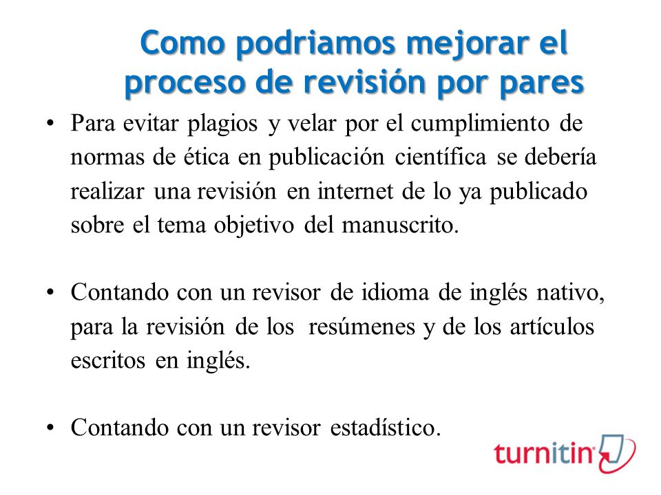 Como podriamos mejorar el proceso de revisión por pares