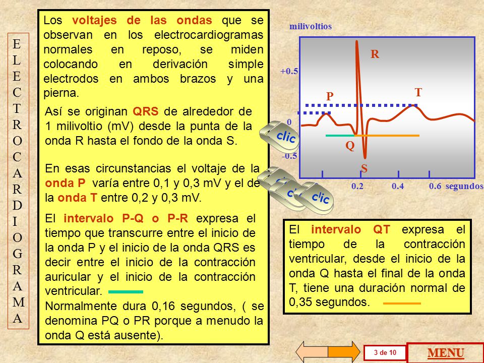 Los voltajes de las ondas que se observan en los electrocardiogramas normales en reposo, se miden colocando en derivación simple electrodos en ambos brazos y una pierna.
