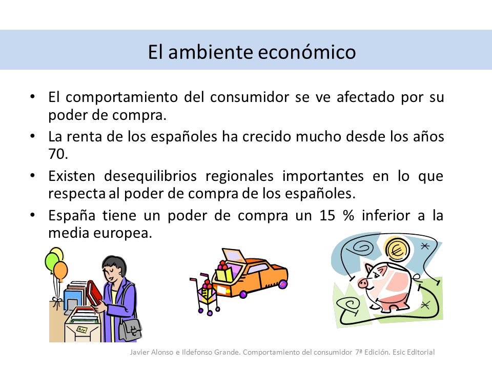 El ambiente económico El comportamiento del consumidor se ve afectado por su poder de compra.