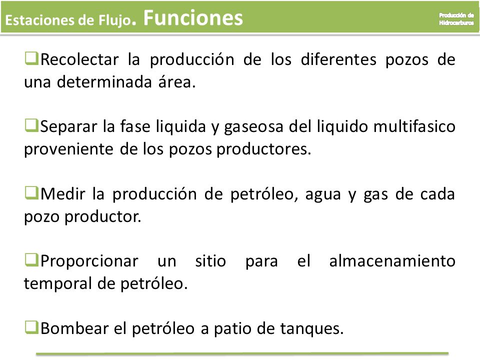 Medir la producción de petróleo, agua y gas de cada pozo productor.