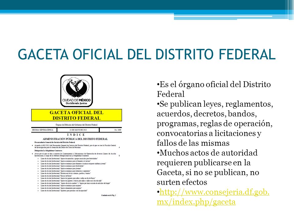 GACETA OFICIAL DEL DISTRITO FEDERAL