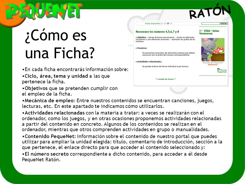 ¿Cómo es una Ficha En cada ficha encontrarás información sobre: