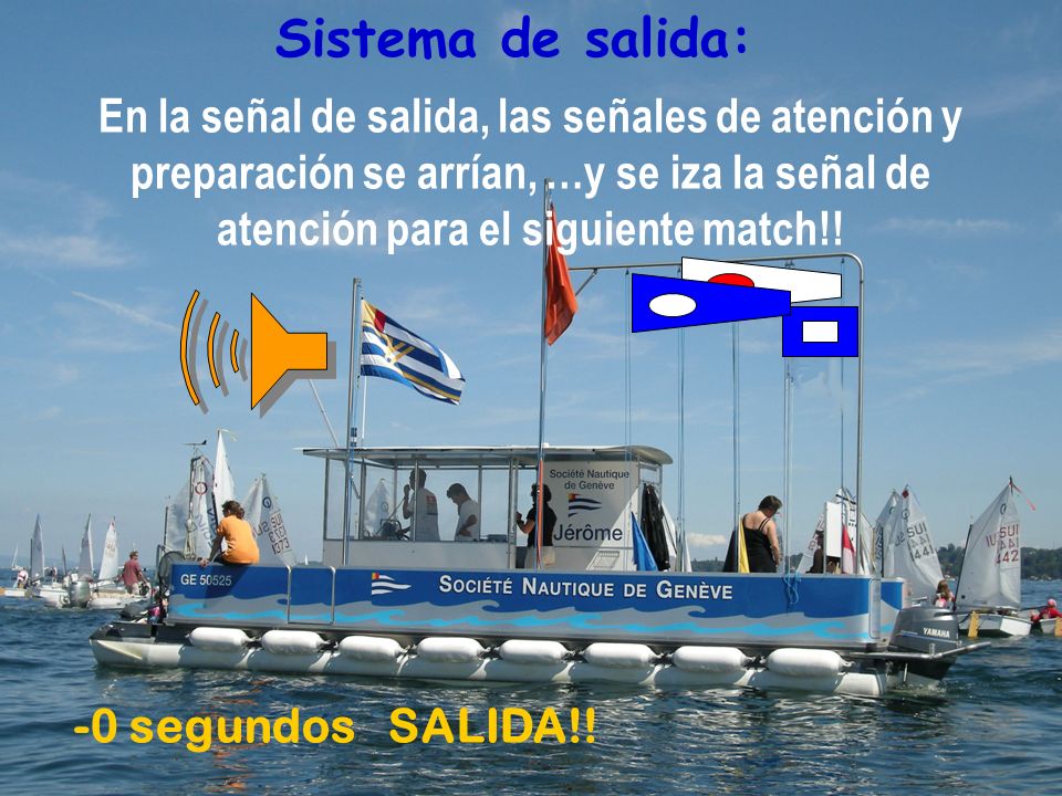 Sistema de salida: En la señal de salida, las señales de atención y preparación se arrían, …y se iza la señal de atención para el siguiente match!!