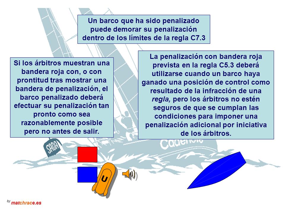 Un barco que ha sido penalizado puede demorar su penalización dentro de los límites de la regla C7.3