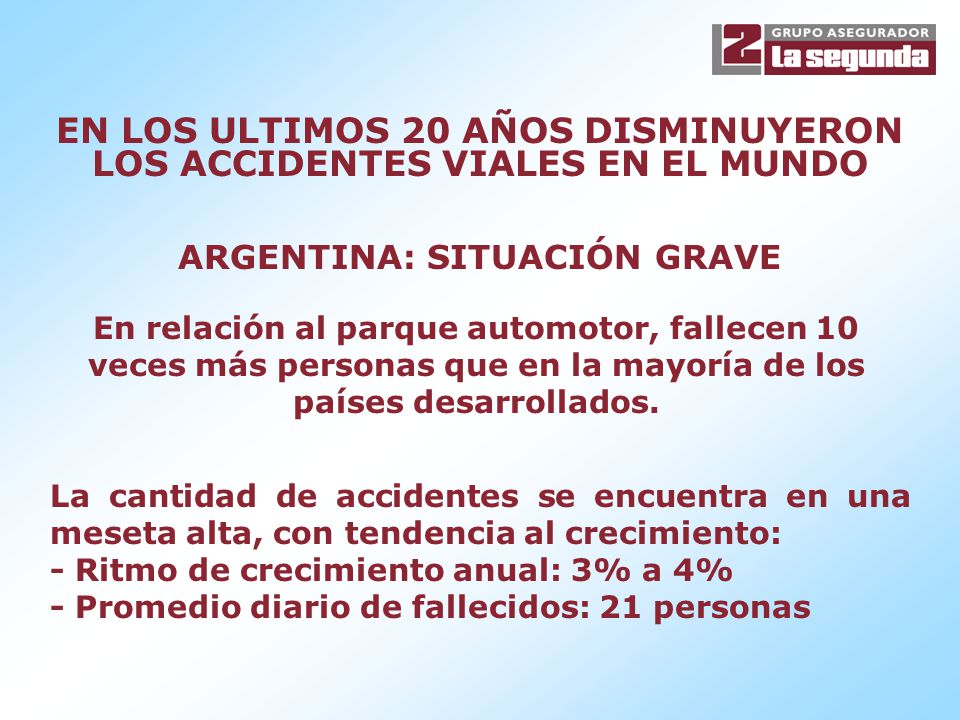 EN LOS ULTIMOS 20 AÑOS DISMINUYERON LOS ACCIDENTES VIALES EN EL MUNDO