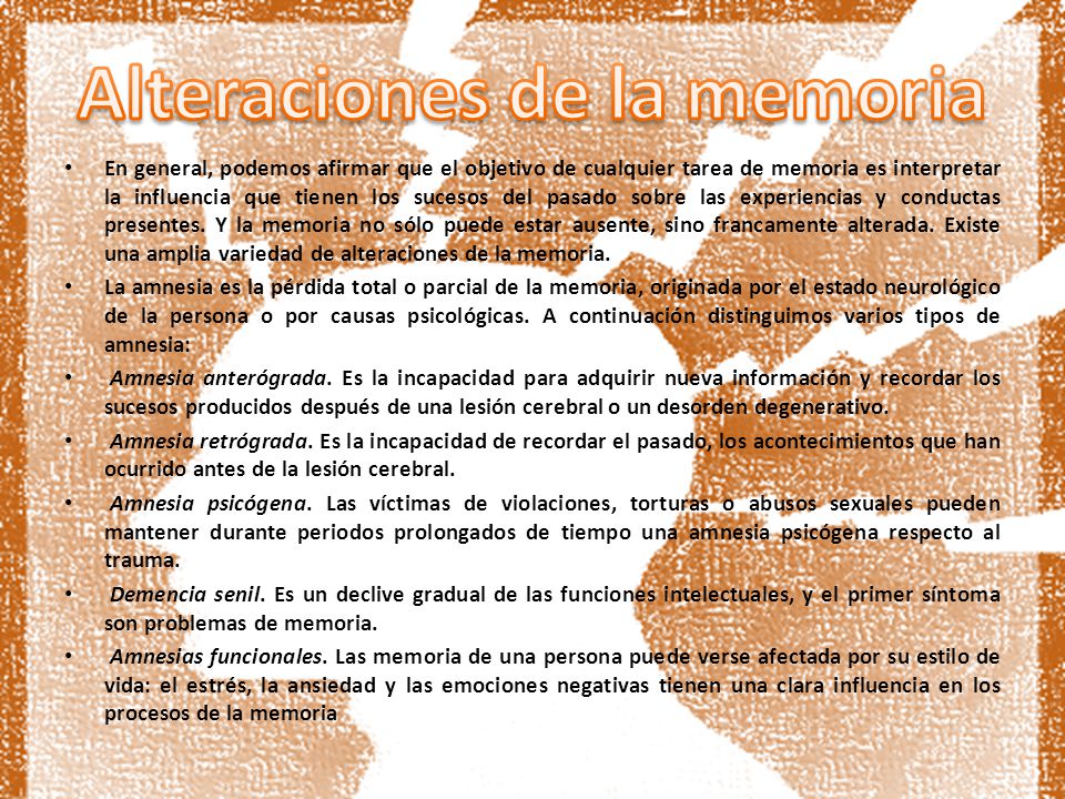 Alteraciones de la memoria