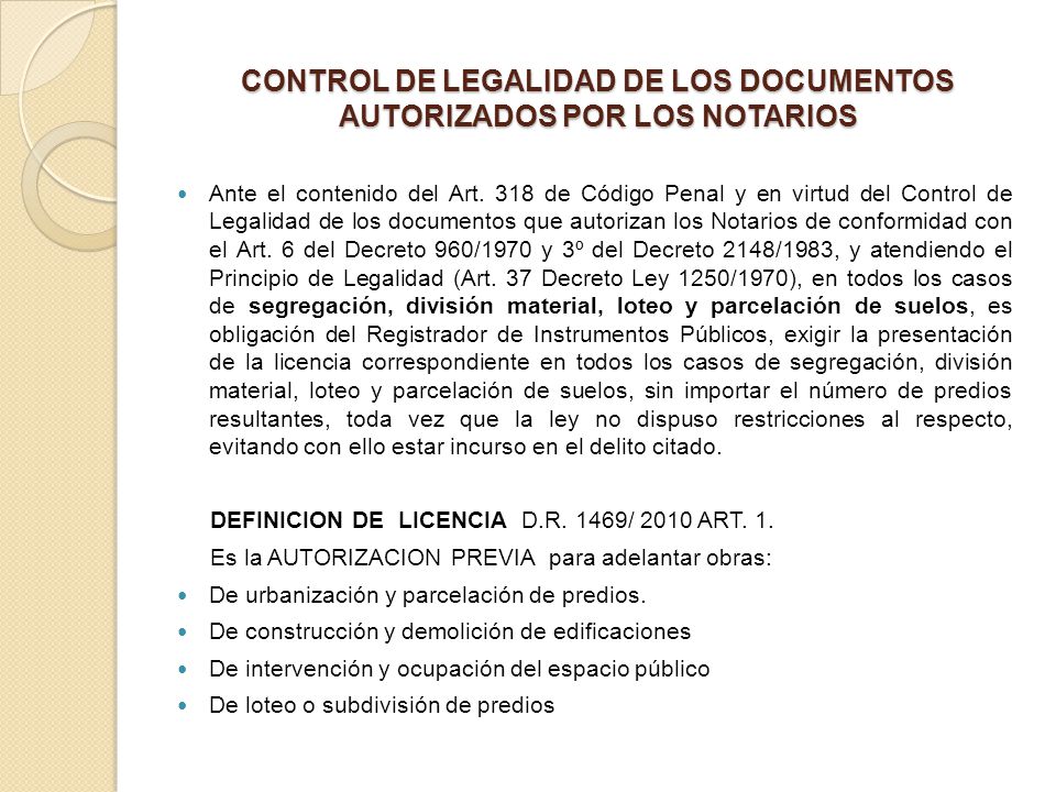 CONTROL DE LEGALIDAD DE LOS DOCUMENTOS AUTORIZADOS POR LOS NOTARIOS