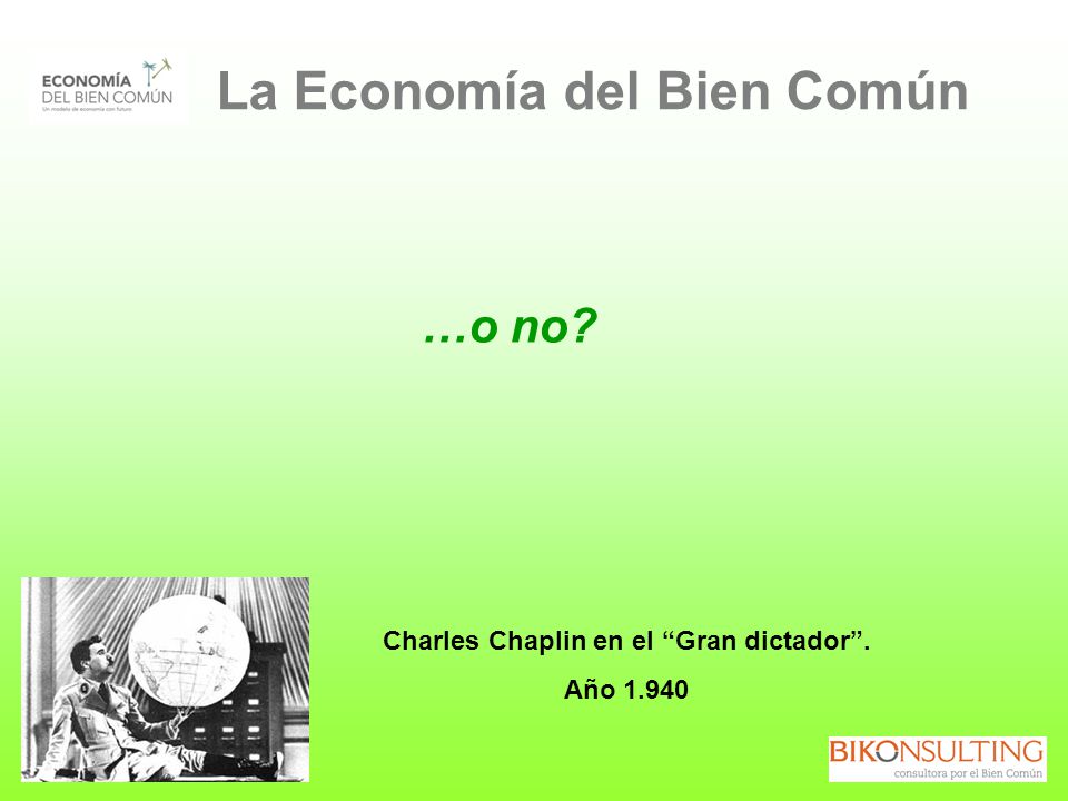 La Economía del Bien Común Charles Chaplin en el Gran dictador .