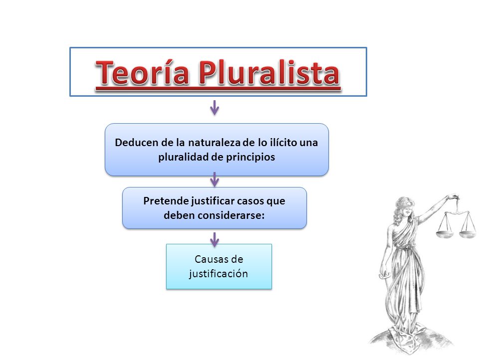 Teoría Pluralista Deducen de la naturaleza de lo ilícito una pluralidad de principios. Pretende justificar casos que deben considerarse: