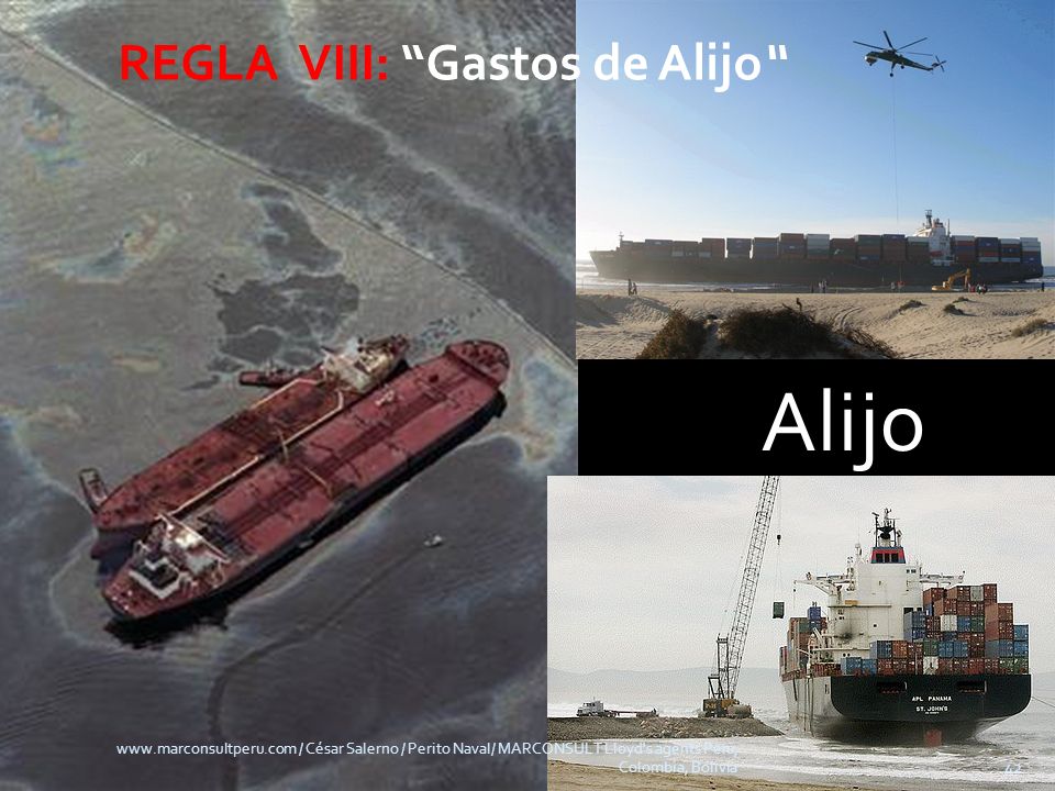 Alijo REGLA VIII: Gastos de Alijo VII Alijo: Si el buque está varado