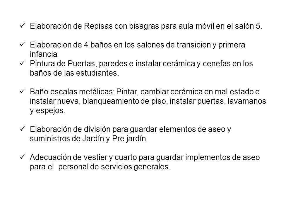 Elaboración de Repisas con bisagras para aula móvil en el salón 5.