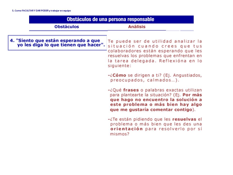 5. Como FACULTAR Y DAR PODER y trabajar en equipo