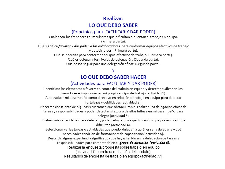 Realizar: LO QUE DEBO SABER LO QUE DEBO SABER HACER