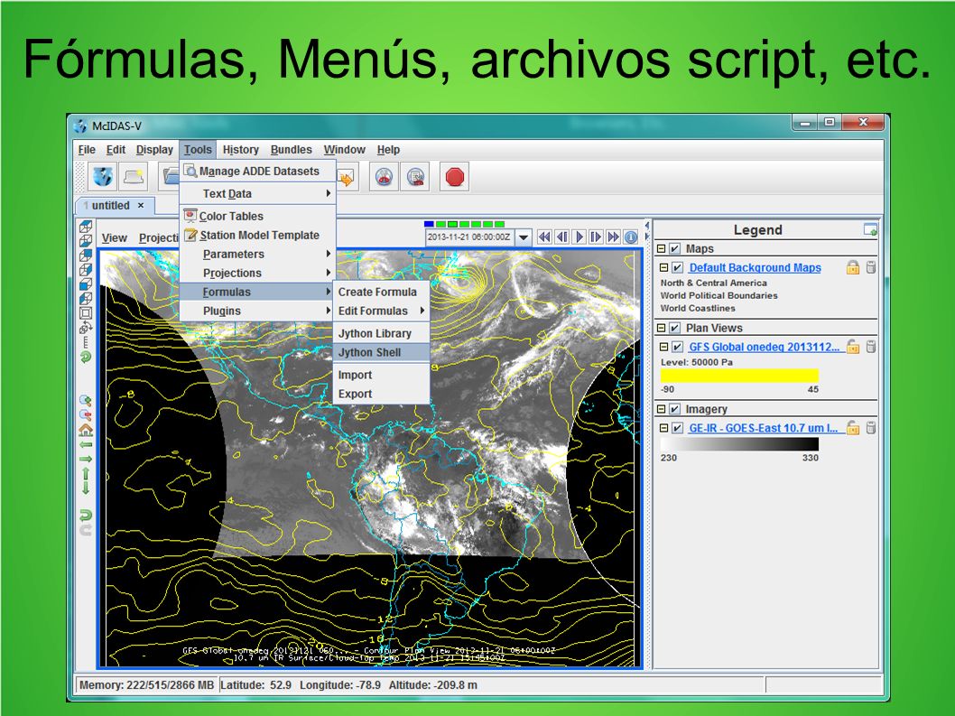 Fórmulas, Menús, archivos script, etc.