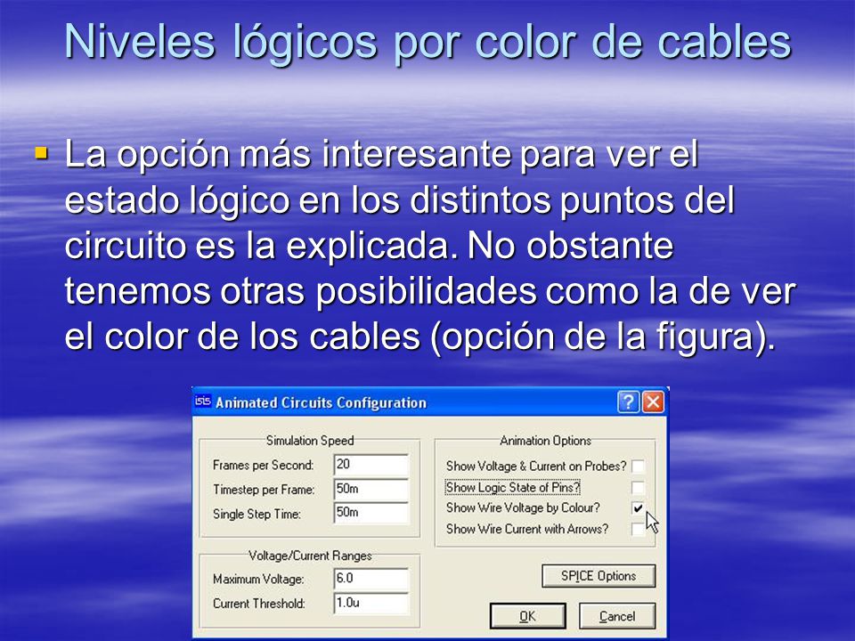 Niveles lógicos por color de cables