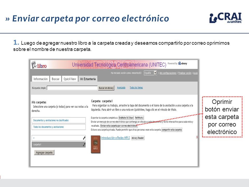 Oprimir botón enviar esta carpeta por correo electrónico