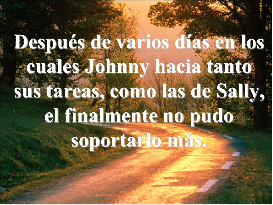 Después de varios días en los cuales Johnny hacia tanto sus tareas, como las de Sally, el finalmente no pudo soportarlo más.