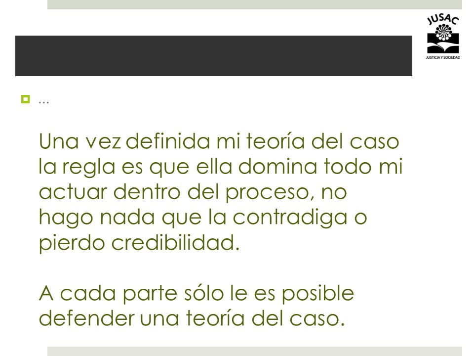 A cada parte sólo le es posible defender una teoría del caso.
