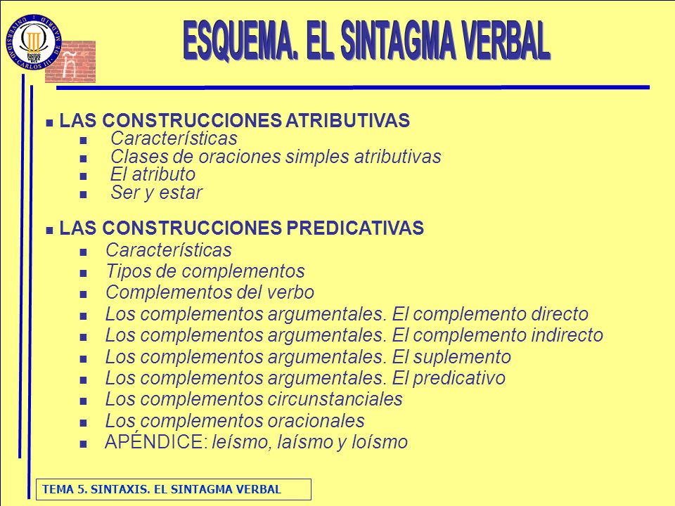 ESQUEMA. EL SINTAGMA VERBAL