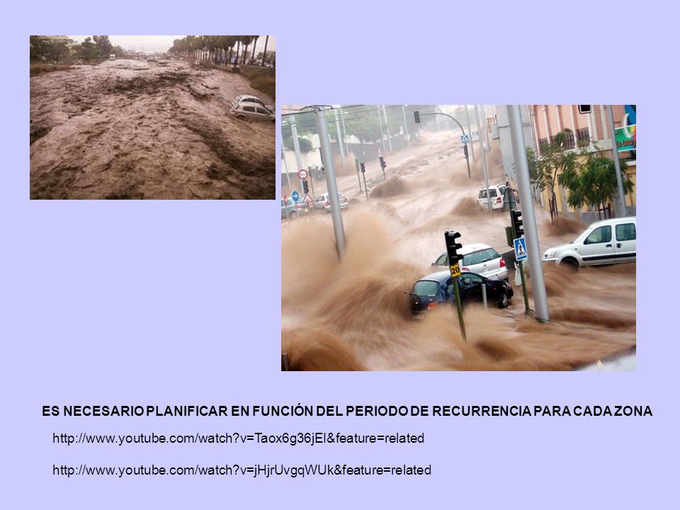 ES NECESARIO PLANIFICAR EN FUNCIÓN DEL PERIODO DE RECURRENCIA PARA CADA ZONA