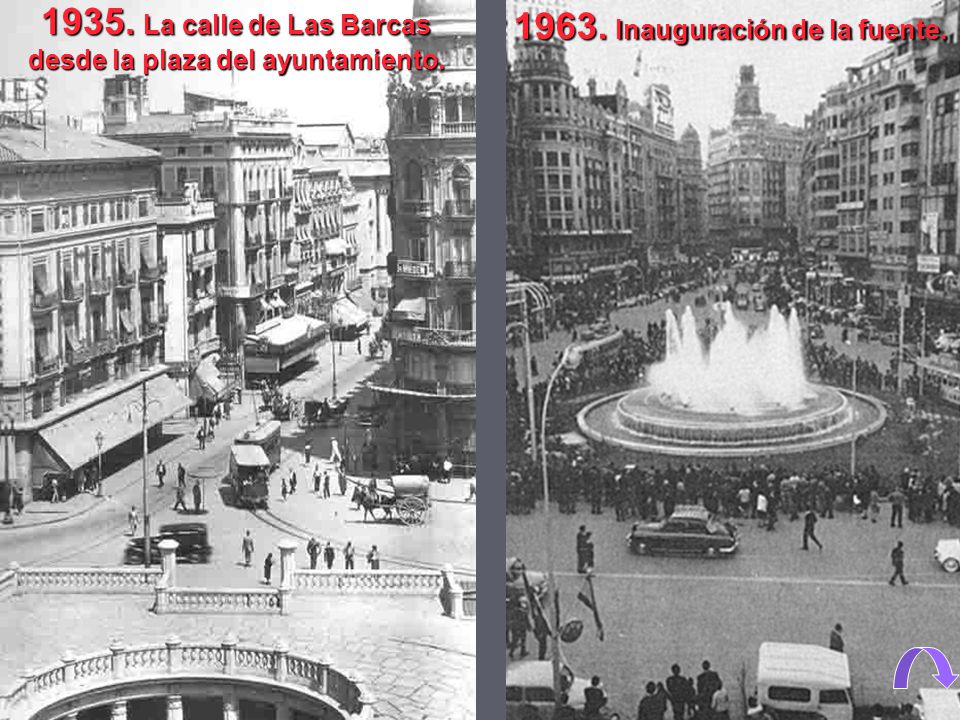 1935. La calle de Las Barcas desde la plaza del ayuntamiento.